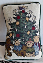 Vintage Tapestry Christmas Bears Throw Pillow - £6.80 GBP