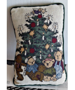 Vintage Tapestry Christmas Bears Throw Pillow - £6.74 GBP