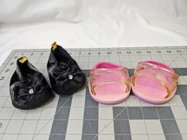 Build a Bear Black Shoes Pink Sandals Lot Stuffed Animal Toy - £10.00 GBP