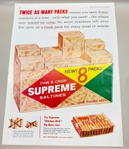 Supreme Saltine Crackers Vintage Print Ad 1960s Fig Bars Retro Snack Food - £9.93 GBP