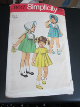 Simplicity 8617 Toddler Girl&#39;s Dress &amp; Bonnet Pattern - Size 2 Chest 21 Waist 20 - £13.37 GBP