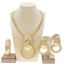 Newest Dubai Gold Plated High Quality Jewelry Set Women&#39;s Exquisite Wedding Banq - £97.92 GBP