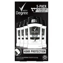 Degree Men Ultraclear Antiperspirant Deodorant Stick Black + White 2.7 OZ,5 Pack - £26.48 GBP