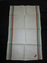 NOS BORDER STRIPE Green, Red, Yellow LINEN Kitchen TOWEL - 16-1/2&quot; x 28&quot; - $14.00