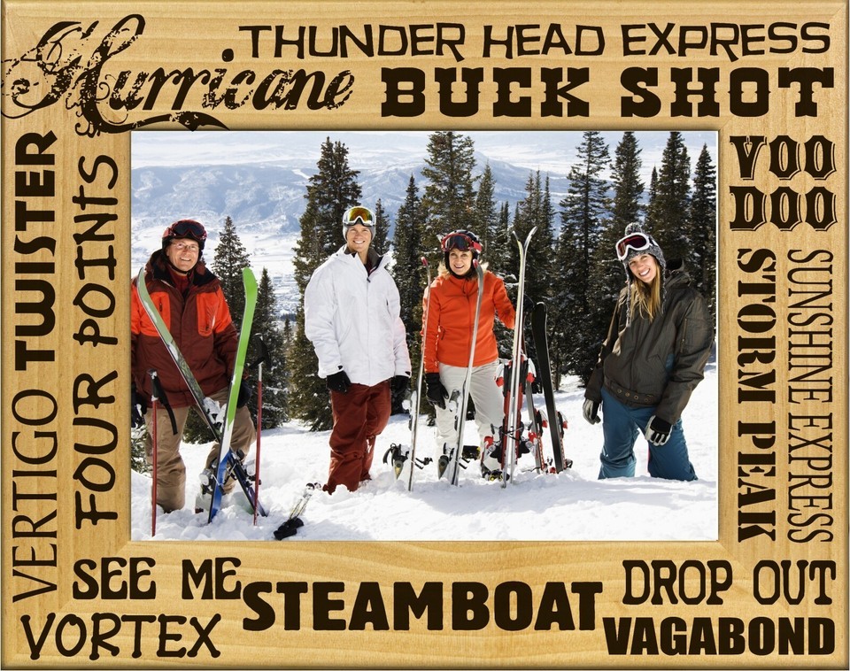 Steamboat Colorado Ski Runs Laser Engraved Wood Picture Frame Landscape ... - $52.99