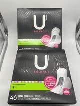 (2) U by Kotex Balance Ultra Thin Pads with Wings Heavy Absorbency 46 Count - $380.66 MXN