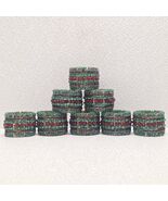Set of 8 Beaded Christmas Napkin Rings Red Green Holiday Table Decor - €17,66 EUR