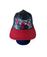 Vintage Chicago Bulls 1996 Black w Red Brim Embroidered  Leather Strapba... - €45,64 EUR
