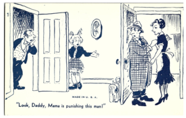 1940s Comic Arcade Card Exhibit Supply Co Look Daddy Mama Punishing Man - £4.65 GBP
