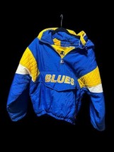 Hooded Pullover Windbreaker St Louis Blues Hockey Jacket Starter  - Size M - £53.42 GBP