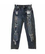 Fashion Nova ripped &amp; tattered front cropped boyfriend jeans - £23.15 GBP