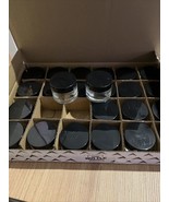 Bulk 24 Pack 1oz Round Clear Glass Jars W Liners &amp; Flat Black Lids NEW - €35,28 EUR