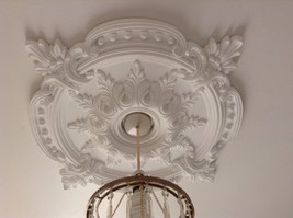 Large Beautiful Ornate white Ceiling rose Home Decor Victorian Medallion... - $1,604.88 MXN