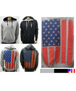 NWT American Flag USA Men's Zip Up BLACK Hoodie Summer Jacket Large - £15.98 GBP
