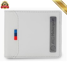 BMW M Motorsport Leather Wallet PUMA Original Multiple Slot Metal Logo Gray - £54.09 GBP