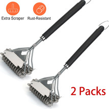 2 Packs BBQ Brush Scraper Stainless Steel Oven Grill Tool Cleaning 3-Hea... - £31.05 GBP