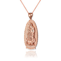 Rose Gold Our Lady of Guadalupe Virgin Mary Pendant Necklace - $143.92+