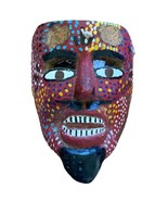 Mexican Hand Carved Devil Wooden Small Mask Folk Art Diablo Missin Horns... - $89.30 CAD