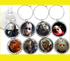 Jason Friday 13th wine glass cup charms markers 8 pc Jason Voorhies Hall... - £8.56 GBP