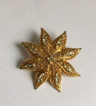 1Ct Rund Geschliffen Künstlicher Diamant Schneeflocke Brosche 14K Gelbgold Über - £185.57 GBP