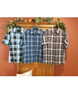 YAGO SS Plaid Shirts Lot of 3 Men&#39;s Med Single Pocket Relaxed Old School... - £35.60 GBP