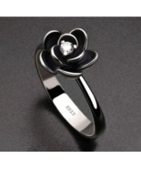 High Quality 925 Sterling Silver Plated Black Rose Zirconia Ring - FAST ... - £11.15 GBP