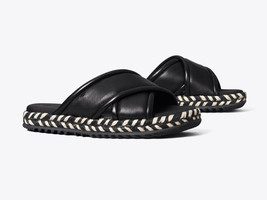 Tory Burch CrissCross  Leather Espadrille Slide Sandals, NIB! Sz. 9, $345 - $118.79