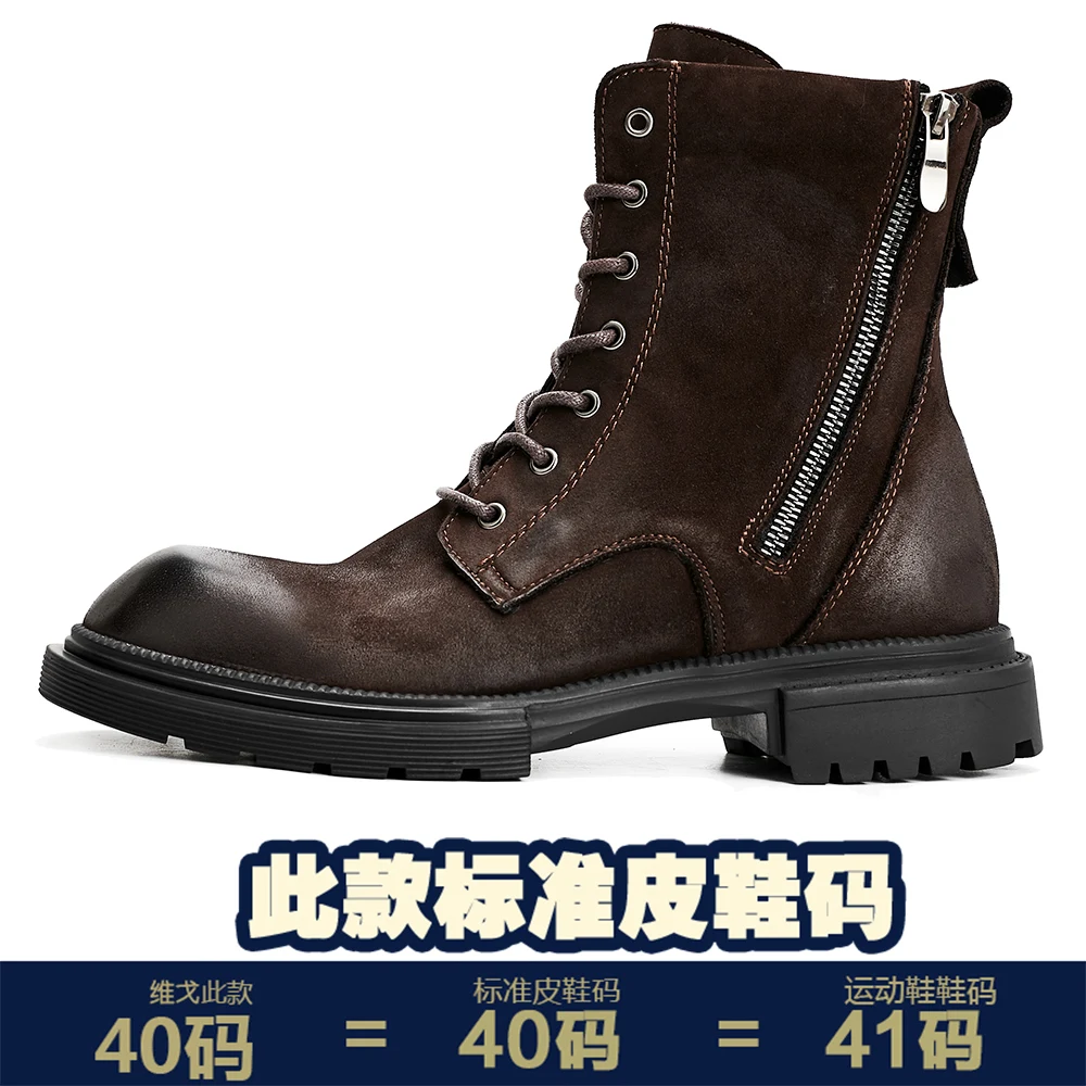 Fashion Army Shoes Men Leather Mens Combat Boots Men Boots British Retro Ankle B - £221.79 GBP