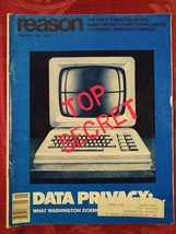 REASON January 1981 Data Privacy Sylvia Sanders Medicine Bernard H. Siegan - £13.51 GBP
