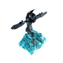 Fine Silver Kachina Sculpture by Carol Sues Hopi w/ Large Turquoise Base - $5,391.50