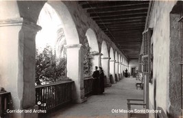 Old Mission Santa Barbara California Corridor &amp; Arches~Real Photo Postcard 1950s - £7.05 GBP