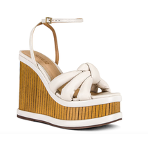 Schutz MINDY Wedge Platform Sandals, Puff White Leather  | Sz 10 NEW - £54.95 GBP