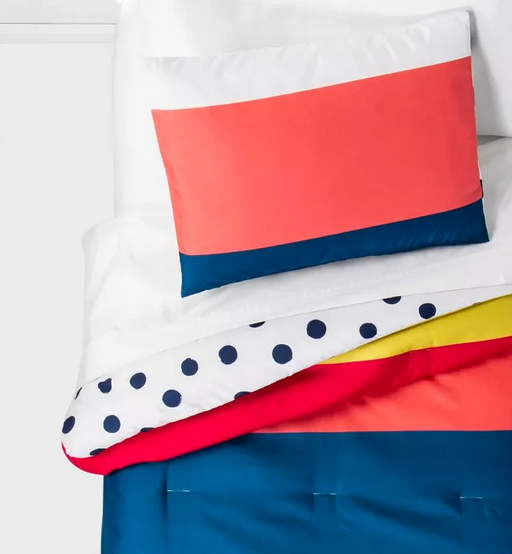 Pillowfort - Toddler - Multi-Colored Stripe / Polka Dot - Reversible Comforter - $14.80