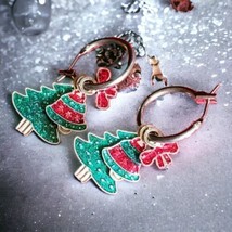 Vintage Christmas Tree, Bell, and Bow Charm Earrings - £9.57 GBP