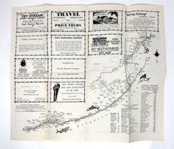 1960s Key West Florida Keys Chamber of Commerce Folding Map &amp; Local Busi... - $24.95