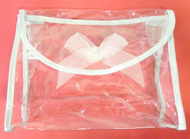 Cosmetic Makeup Organizer Bag Clear With a Bow See Thru Travel Ships Free New - £4.57 GBP