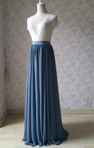 Summer Dusty Blue Chiffon Skirt Women Custom Plus Size Chiffon Maxi Skirt image 5