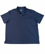 Lands End Navy Blue Short Sleeve 2 Button Polo Shirt Polyester XXL Logo FI - $20.20 CAD