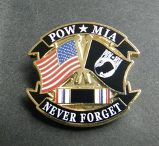 POW MIA USA SHIELD LAPEL PIN BADGE 1.25 INCHES NEVER FORGET - $5.68