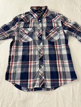 Carbon Slim Fit Men's Multicolor Button Up Plaid Pockets Shirt Long Sleeve S image 9