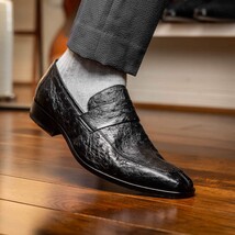Salvatore Genuine Quill Ostrich Leather Slipon Black image 7