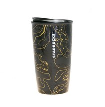 Starbucks Gold Black Sparkle Blend Ceramic Traveler Tumbler Coffee Cup 12 oz - £59.95 GBP