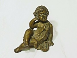 Vtg Renaissance Baroque Heavy Solid Brass Sitting Pretty Putti Child Figurine - £21.80 GBP
