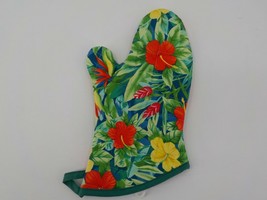 TROPICAL FOLIAGE OVEN MITT QUILTED THICK LINING COOKING GLOVE KAY DEE DE... - $14.99