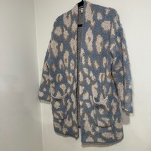 Davi &amp; Dani Leopard Open Front Long Sleeve Cardigan Pockets Shimmer Wome... - $16.10