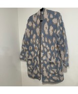 Davi &amp; Dani Leopard Open Front Long Sleeve Cardigan Pockets Shimmer Wome... - $16.10