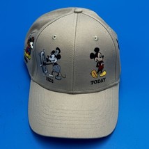 Disney Parks Mickey Mouse Through The Years Baseball Hat Beige Cap Adjustable - £11.21 GBP