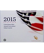 2015 US MINT ANNUALUNC  DOLLAR SET INCLUDING UNC $1 SILVER EAGLE - $1,930.52 MXN