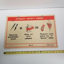 Vintage Stanley Tools Safety Sign No. 17 &amp; 18, 12&quot; x 18&quot;, Double Sided - $34.60