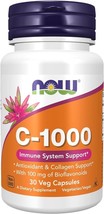 NOW Supplements, Vitamin C-1,000 with Rose HIPS &amp; Bioflavonoids 30 Veg Capsules - £4.68 GBP